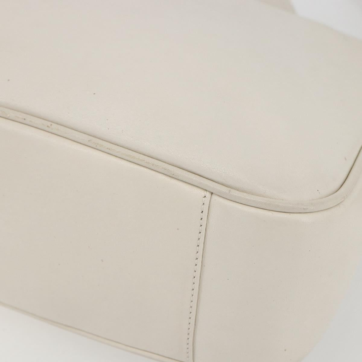 GUCCI Bamboo Shoulder Bag Leather 2way White Gold 001 3444 1638 Auth 151551