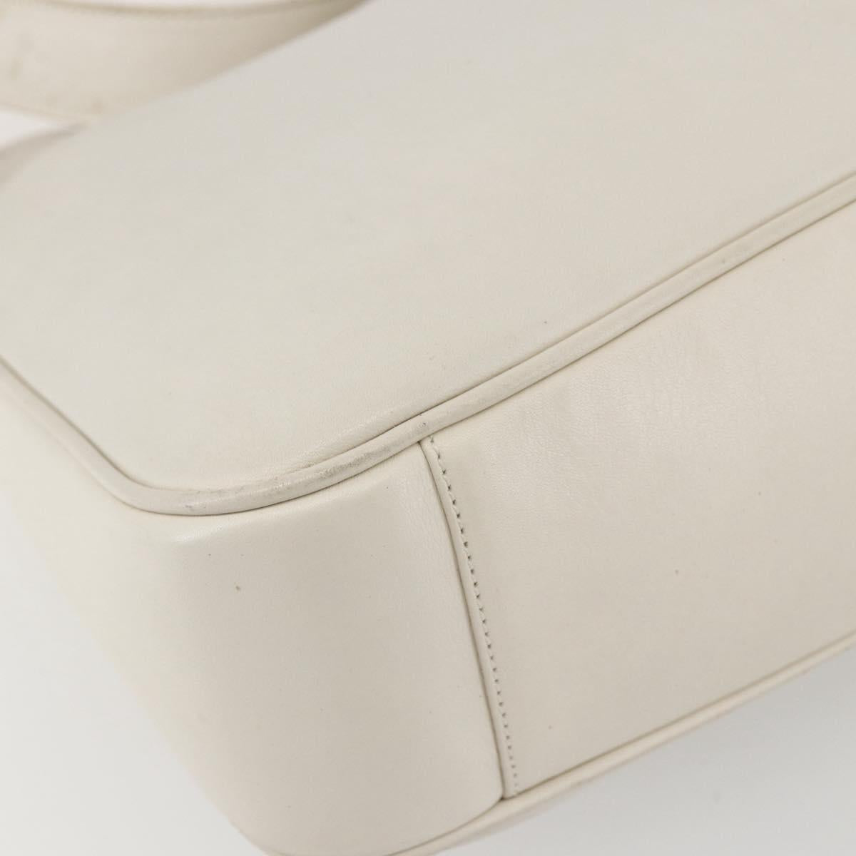 GUCCI Bamboo Shoulder Bag Leather 2way White Gold 001 3444 1638 Auth 151551