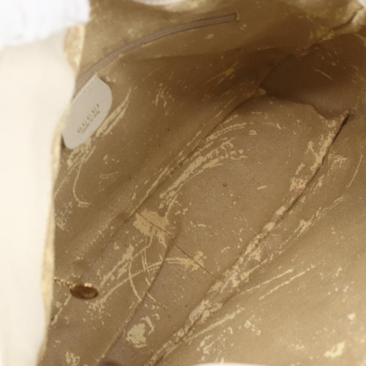 GUCCI Bamboo Shoulder Bag Leather 2way White Gold 001 3444 1638 Auth 151551