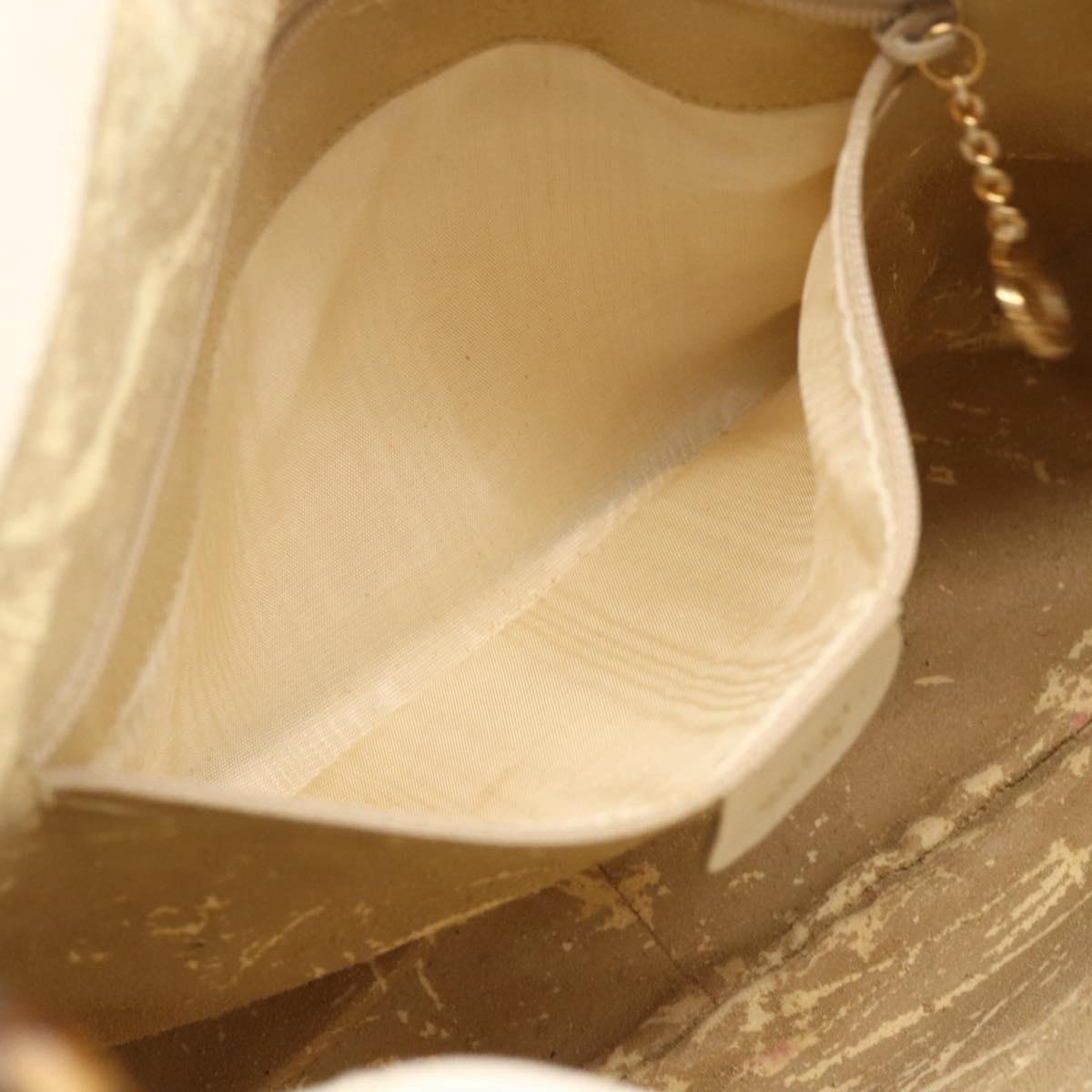 GUCCI Bamboo Shoulder Bag Leather 2way White Gold 001 3444 1638 Auth 151551