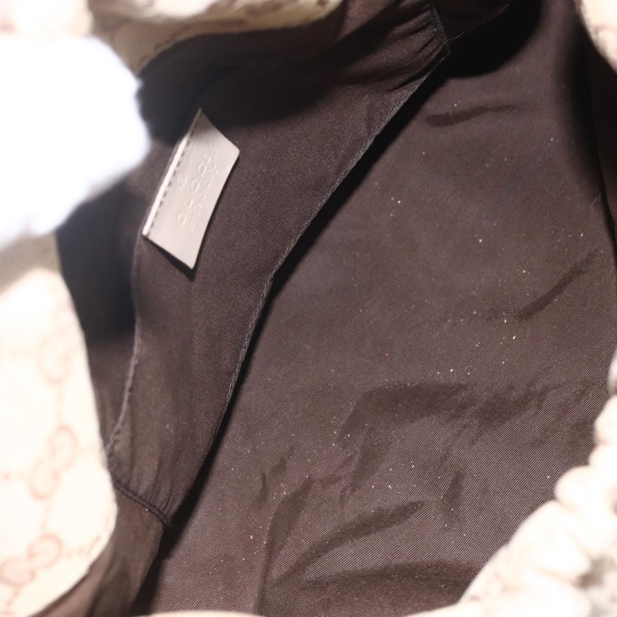 GUCCI GG Canvas Bamboo Shoulder Bag Beige Gold Auth 151554