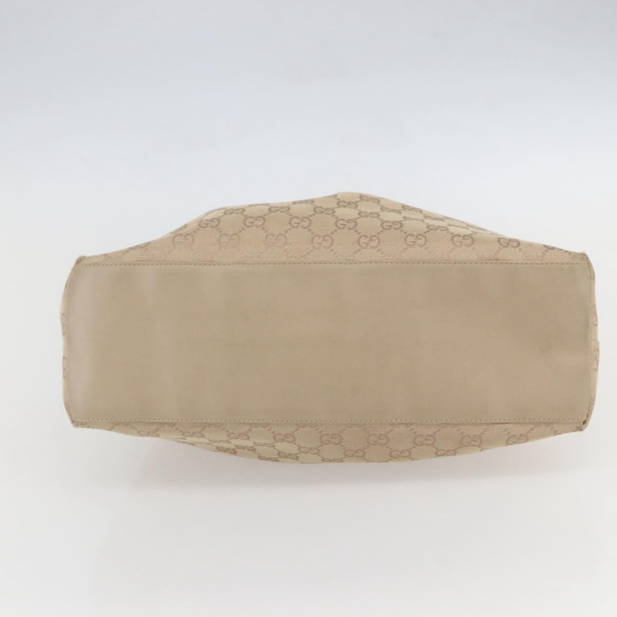 GUCCI GG Canvas Bamboo Shoulder Bag Beige Gold Auth 151554