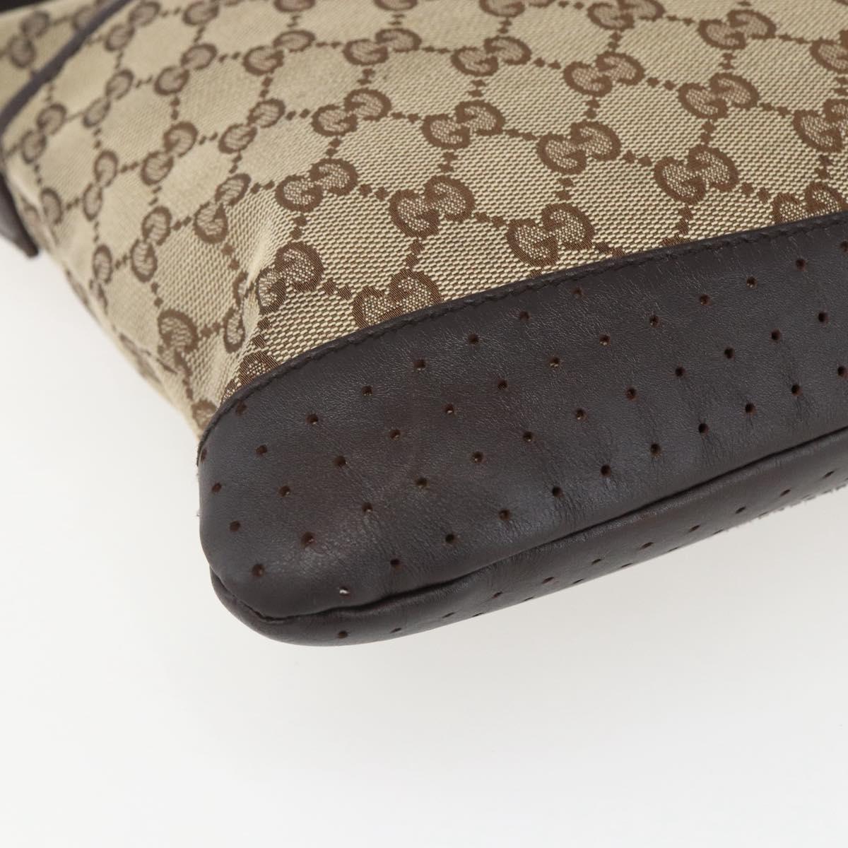 GUCCI GG Canvas Shoulder Bag Beige Silver 145857 Auth 151556