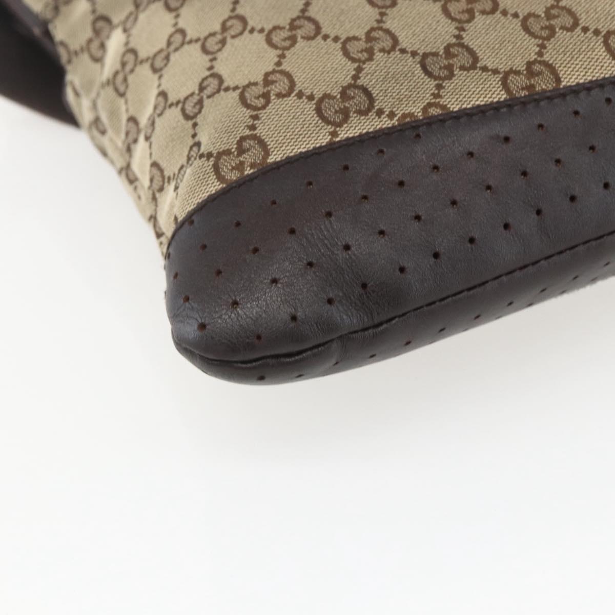 GUCCI GG Canvas Shoulder Bag Beige Silver 145857 Auth 151556