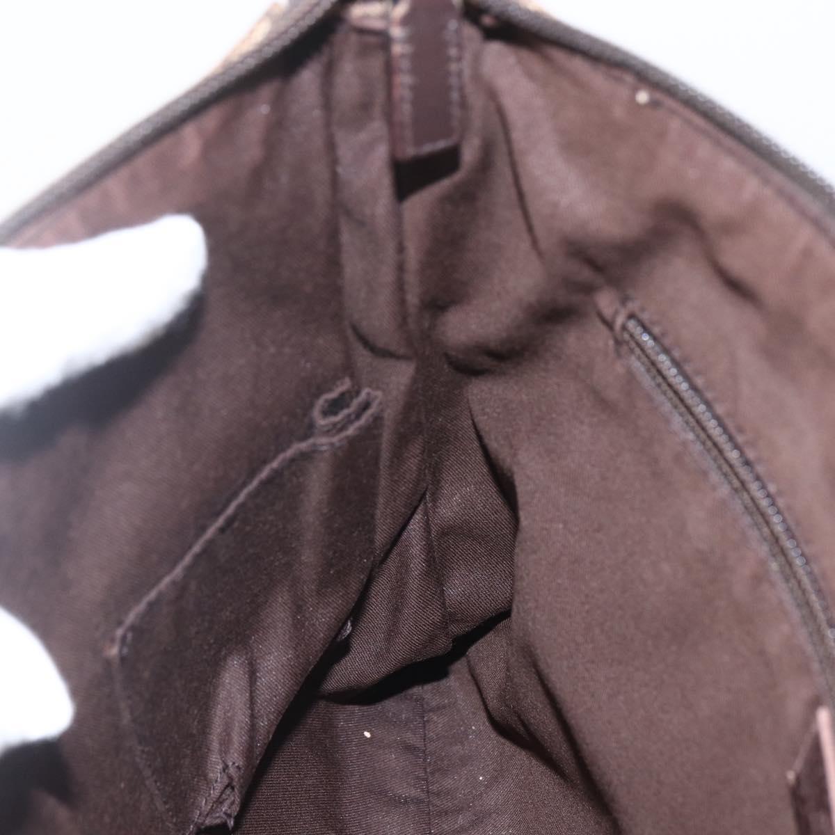 GUCCI GG Canvas Shoulder Bag Beige Silver 145857 Auth 151556