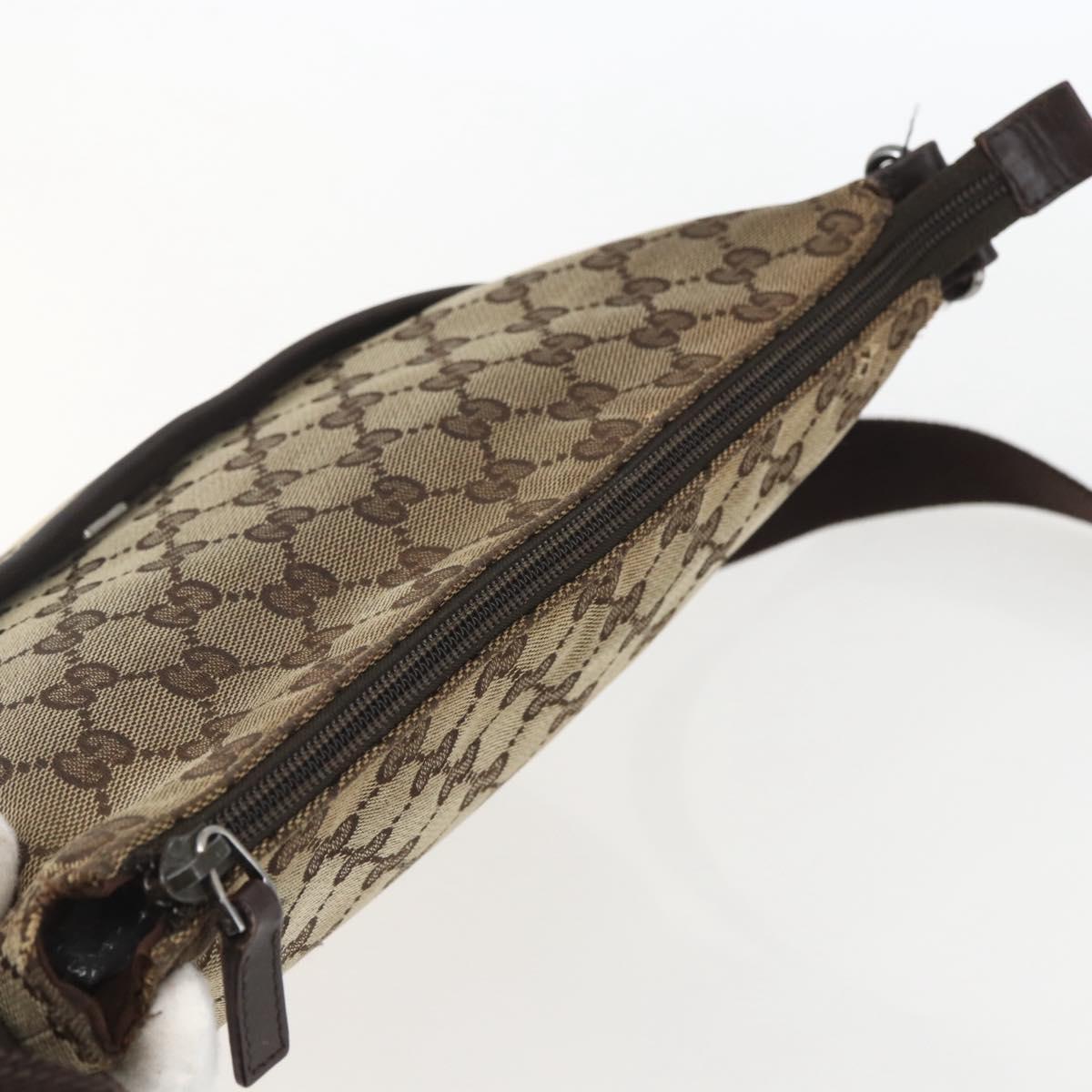 GUCCI GG Canvas Shoulder Bag Beige Silver 145857 Auth 151556