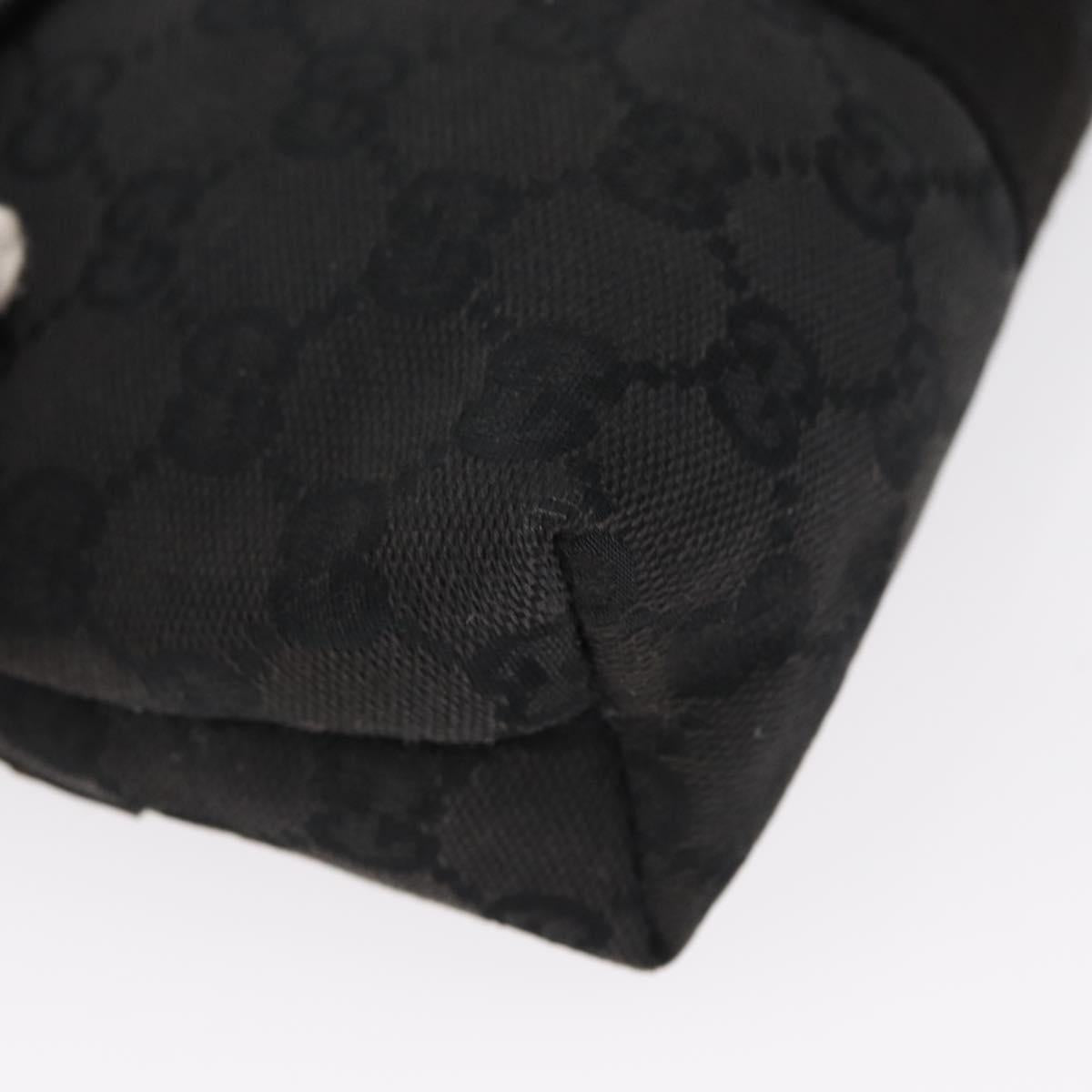 GUCCI GG Canvas Waist Bag Black Silver 131236 Auth 151557