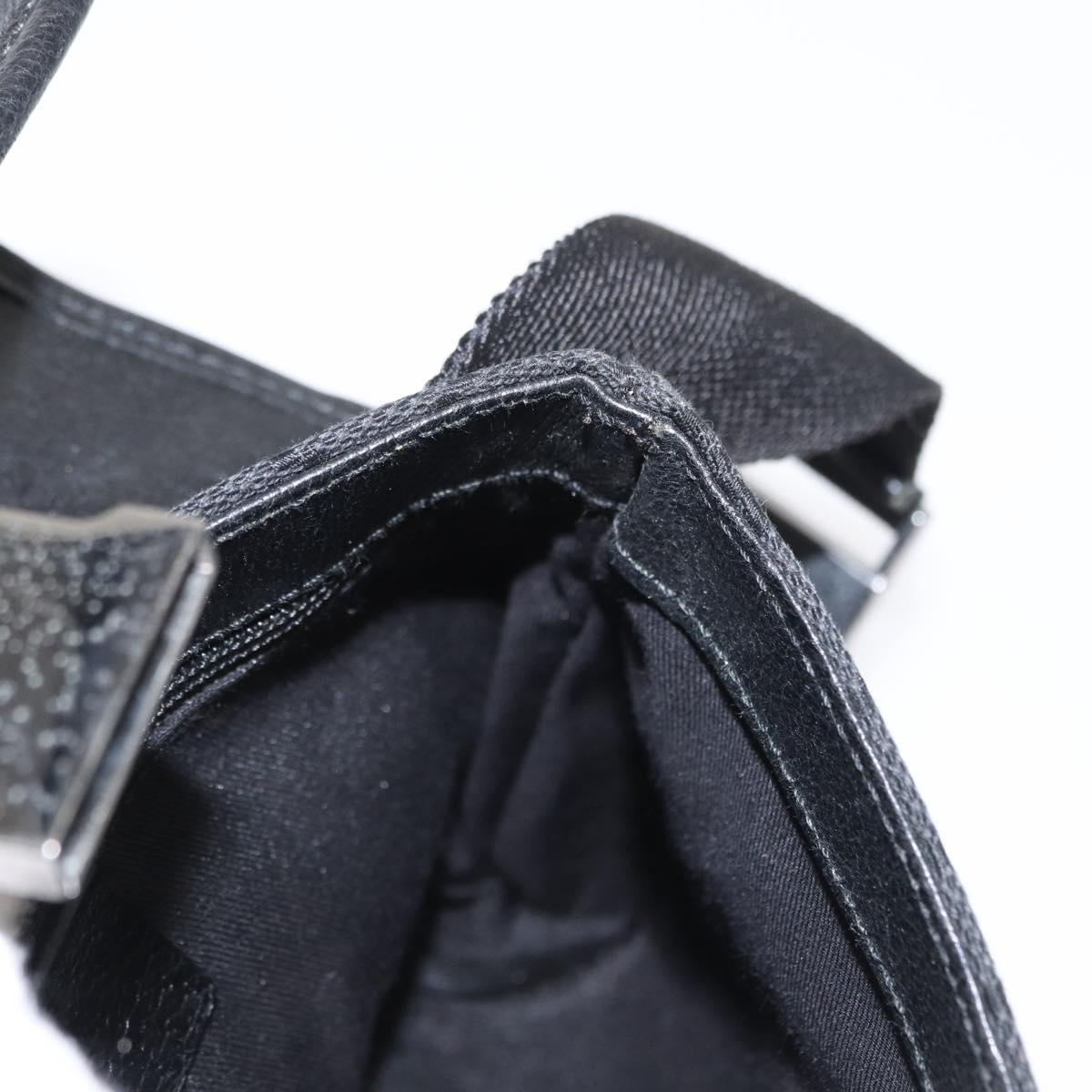 GUCCI GG Canvas Waist Bag Black Silver 131236 Auth 151557