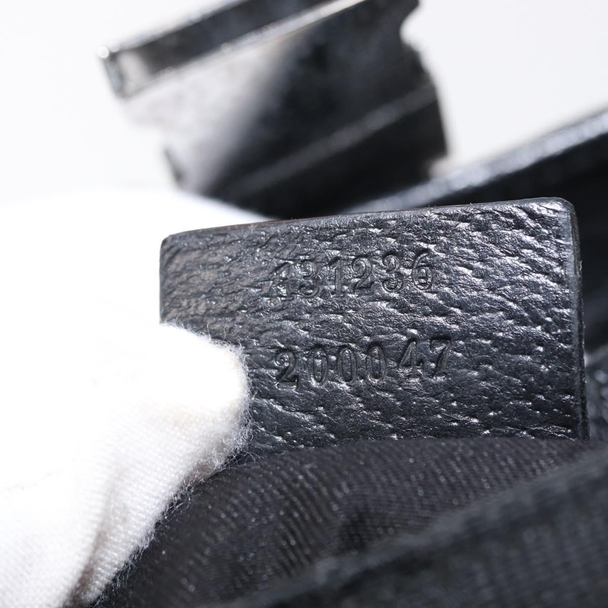 GUCCI GG Canvas Waist Bag Black Silver 131236 Auth 151557