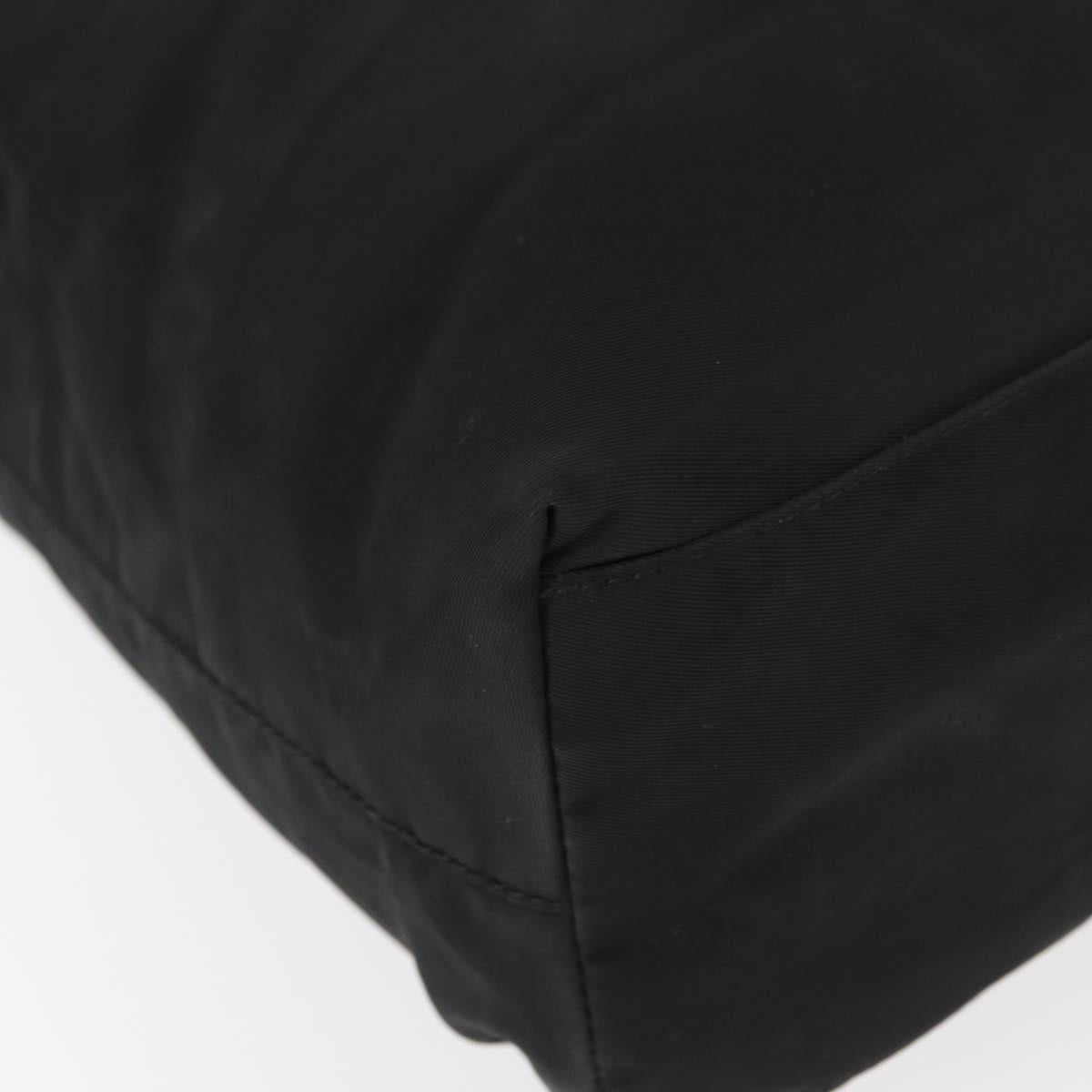 PRADA Tote Bag Nylon Black Silver Auth 151558