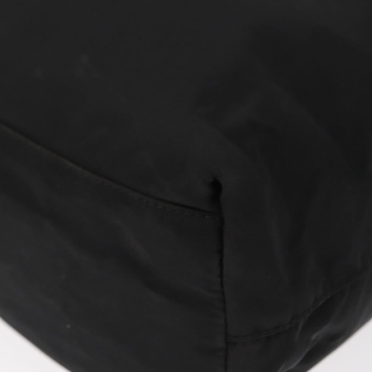 PRADA Tote Bag Nylon Black Silver Auth 151558