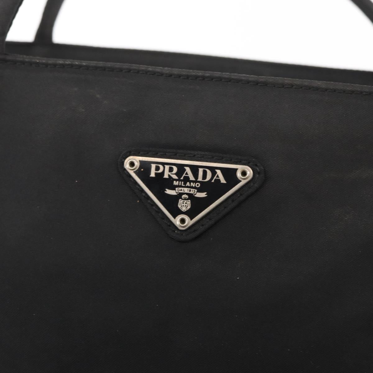 PRADA Tote Bag Nylon Black Silver Auth 151558
