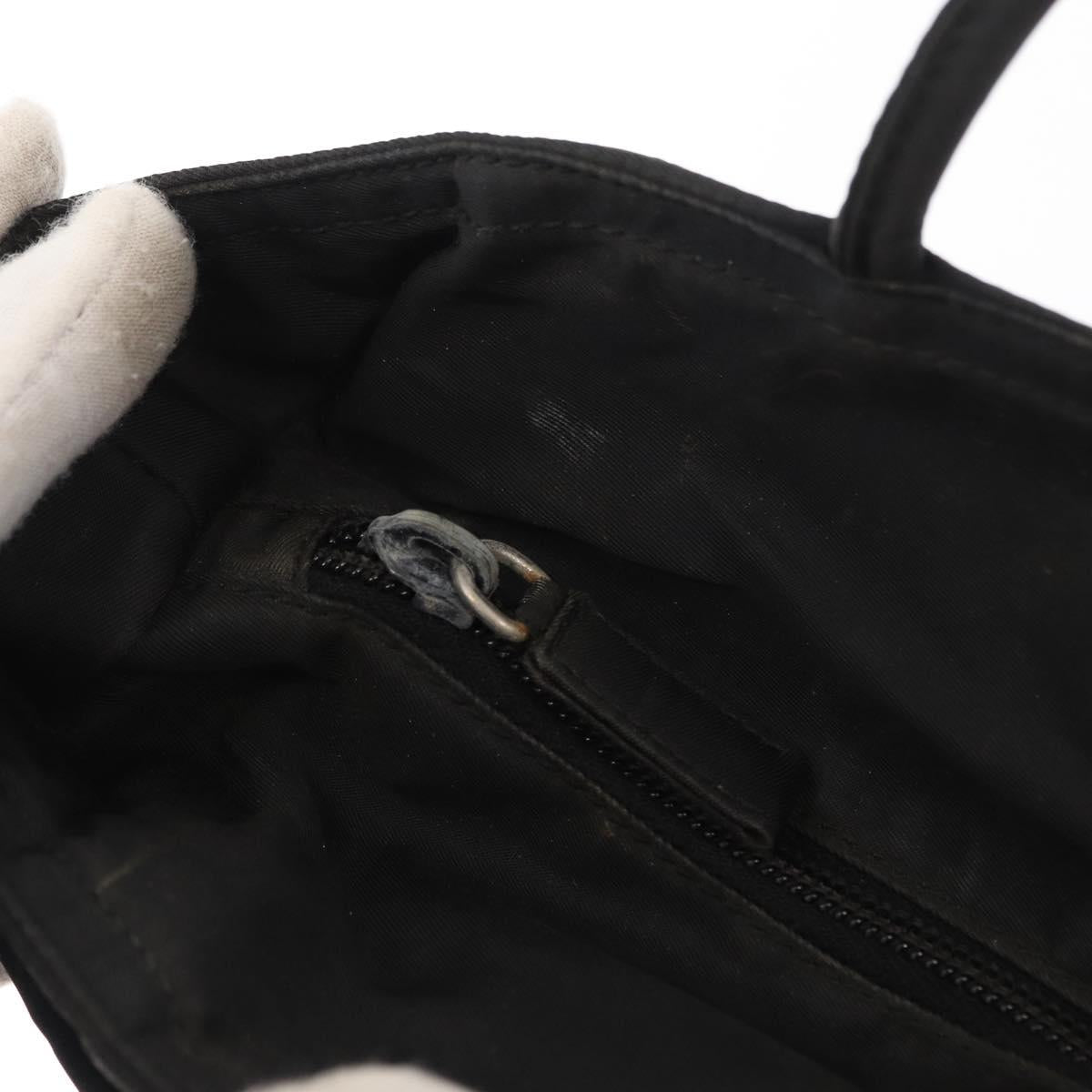 PRADA Tote Bag Nylon Black Silver Auth 151558
