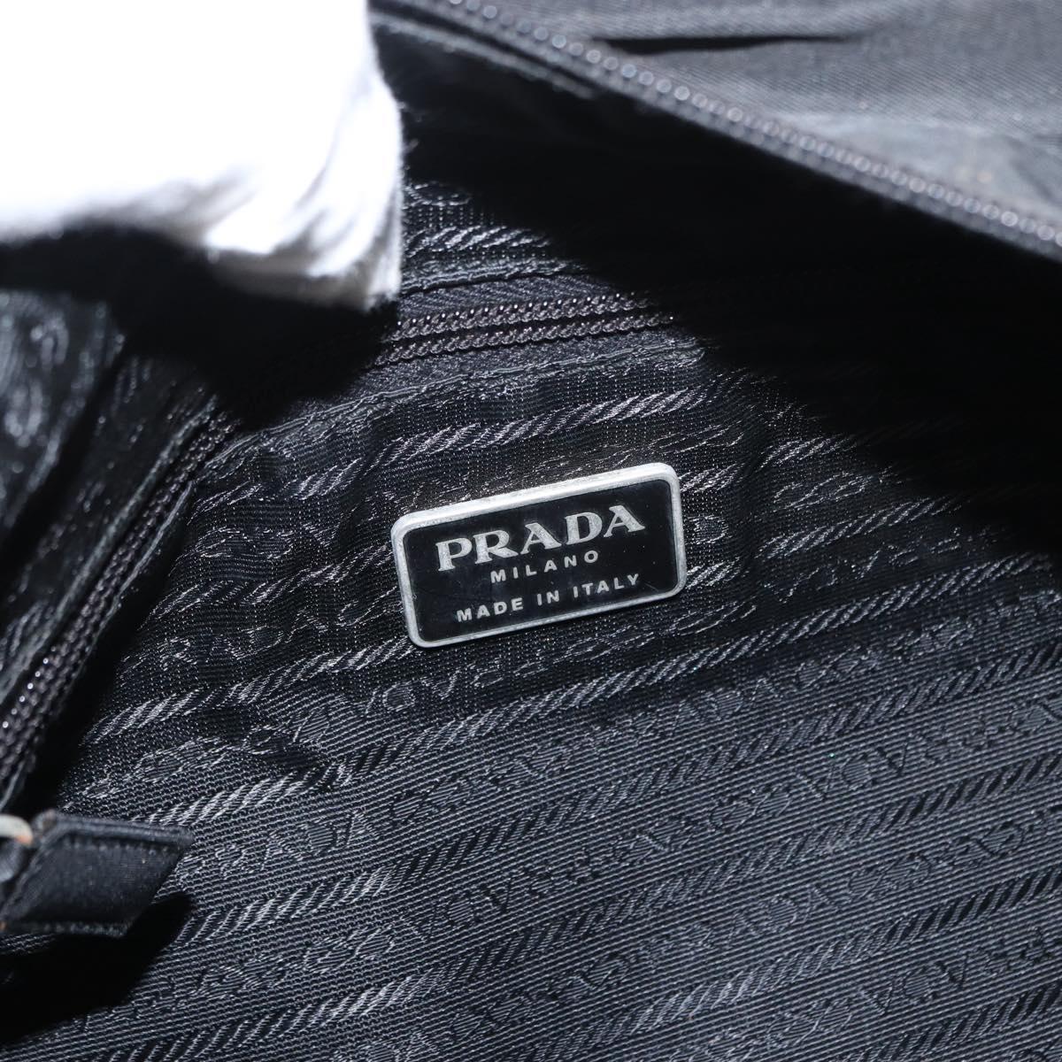 PRADA Tote Bag Nylon Black Silver Auth 151558