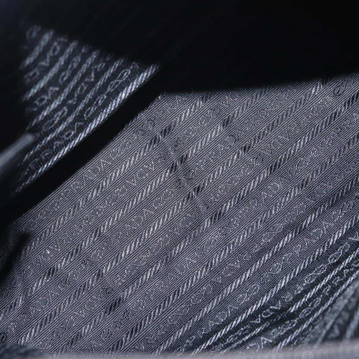 PRADA Tote Bag Nylon Black Silver Auth 151558