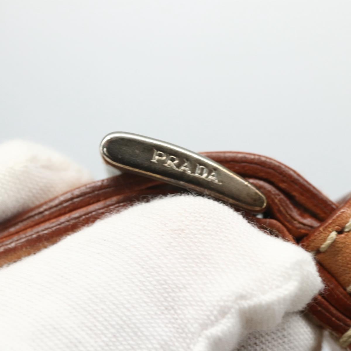 PRADA Hand Bag Nylon Beige Silver Auth 151559