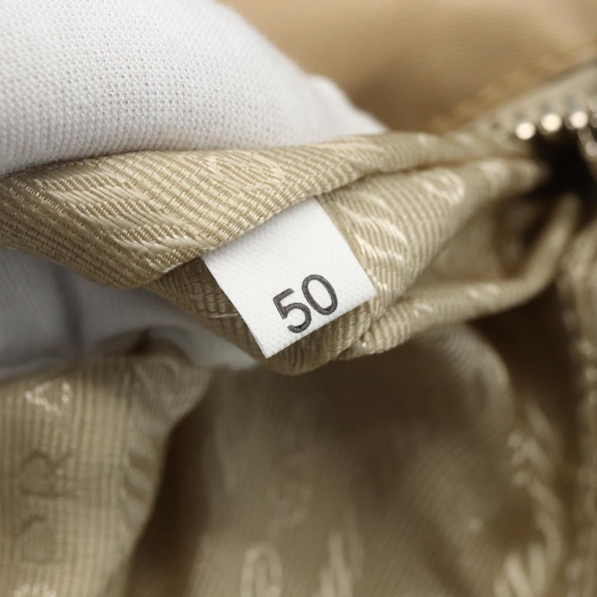 PRADA Hand Bag Nylon Beige Silver Auth 151559