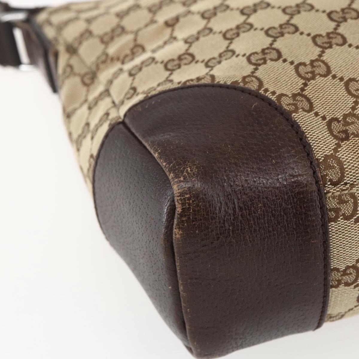 GUCCI GG Canvas Shoulder Bag Beige Silver 110054 Auth 151560