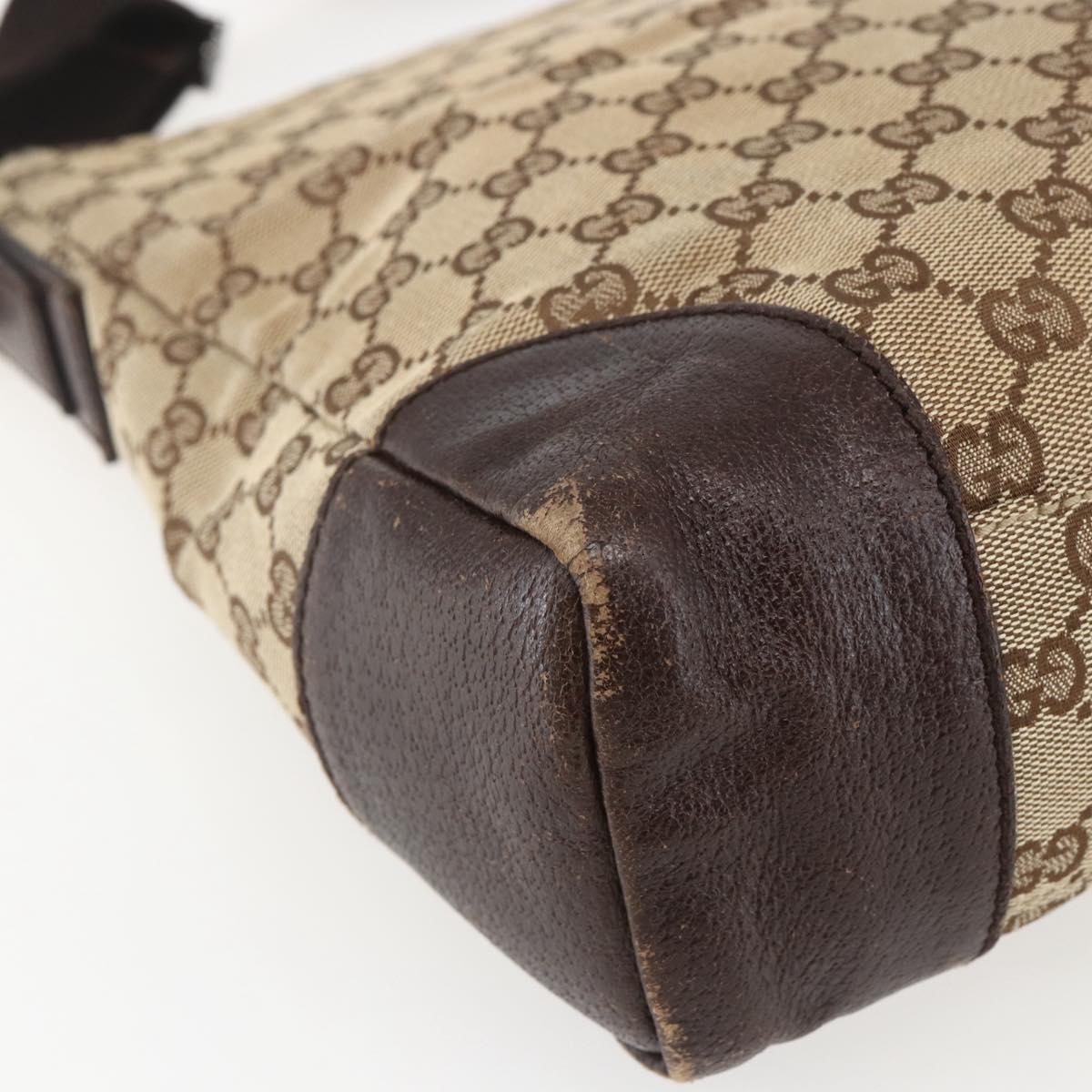 GUCCI GG Canvas Shoulder Bag Beige Silver 110054 Auth 151560