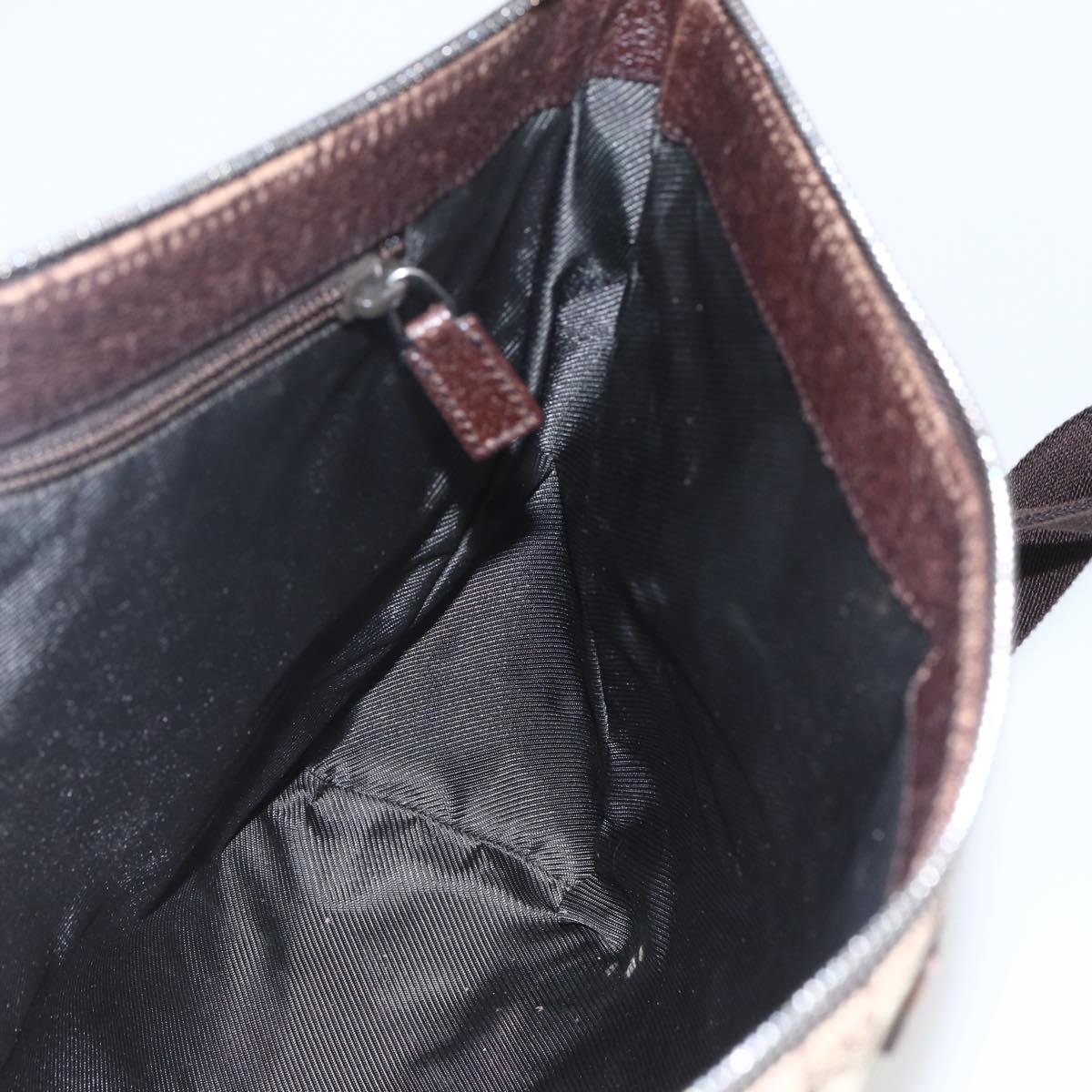 GUCCI GG Canvas Shoulder Bag Beige Silver 110054 Auth 151560