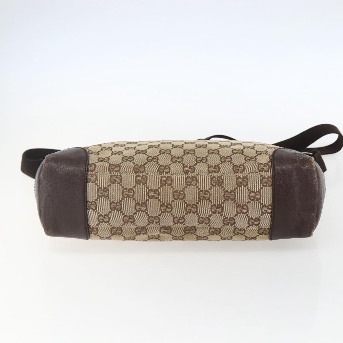 GUCCI GG Canvas Shoulder Bag Beige Silver 110054 Auth 151560