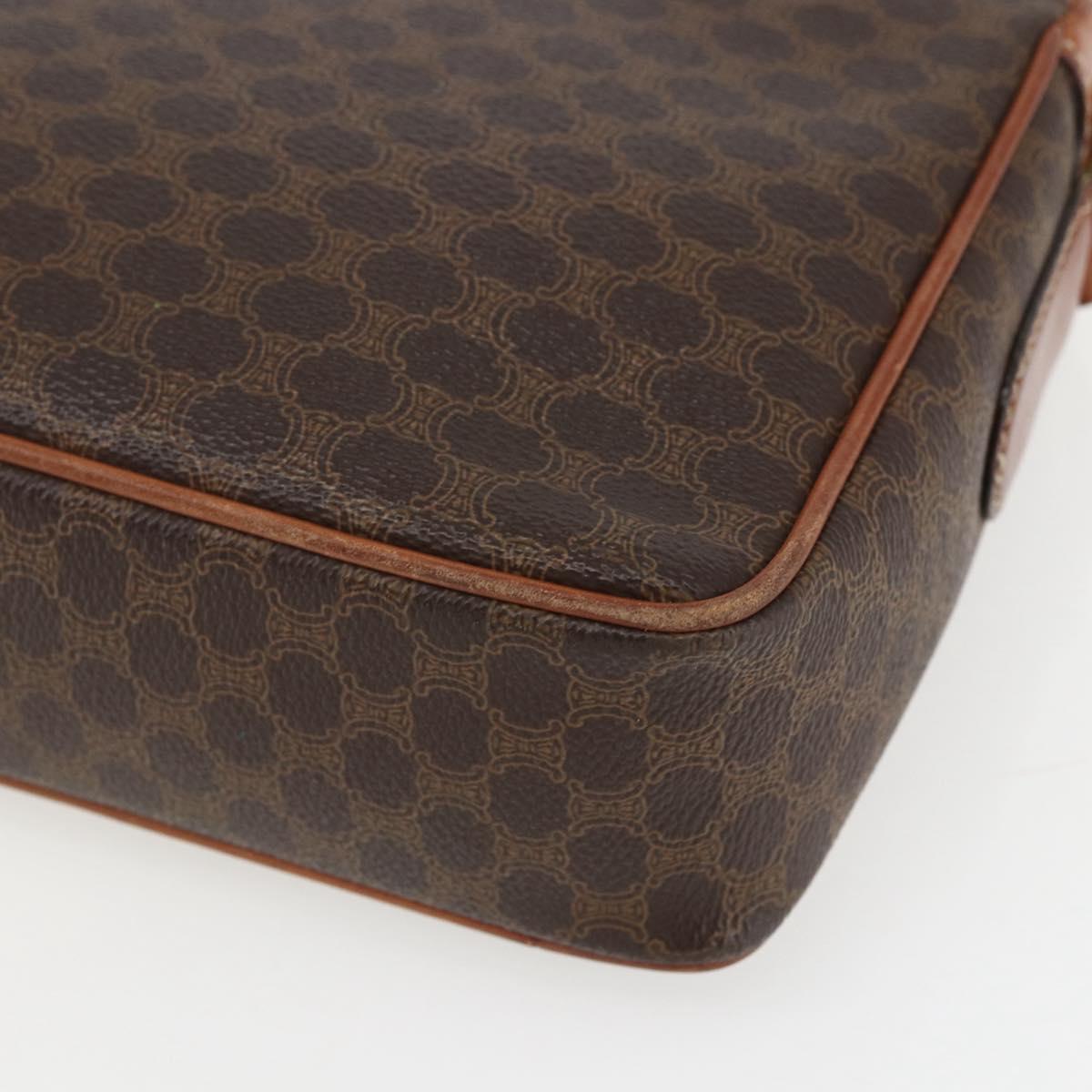 CELINE Macadam Canvas Shoulder Bag PVC Leather Brown Gold Auth 151561