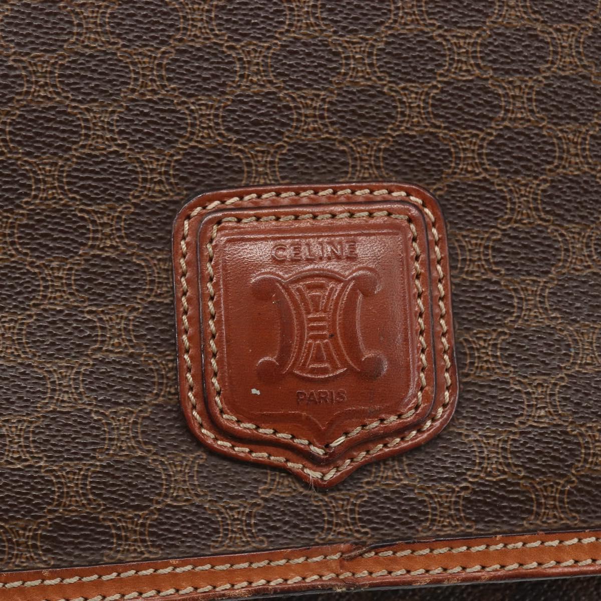 CELINE Macadam Canvas Shoulder Bag PVC Leather Brown Gold Auth 151561