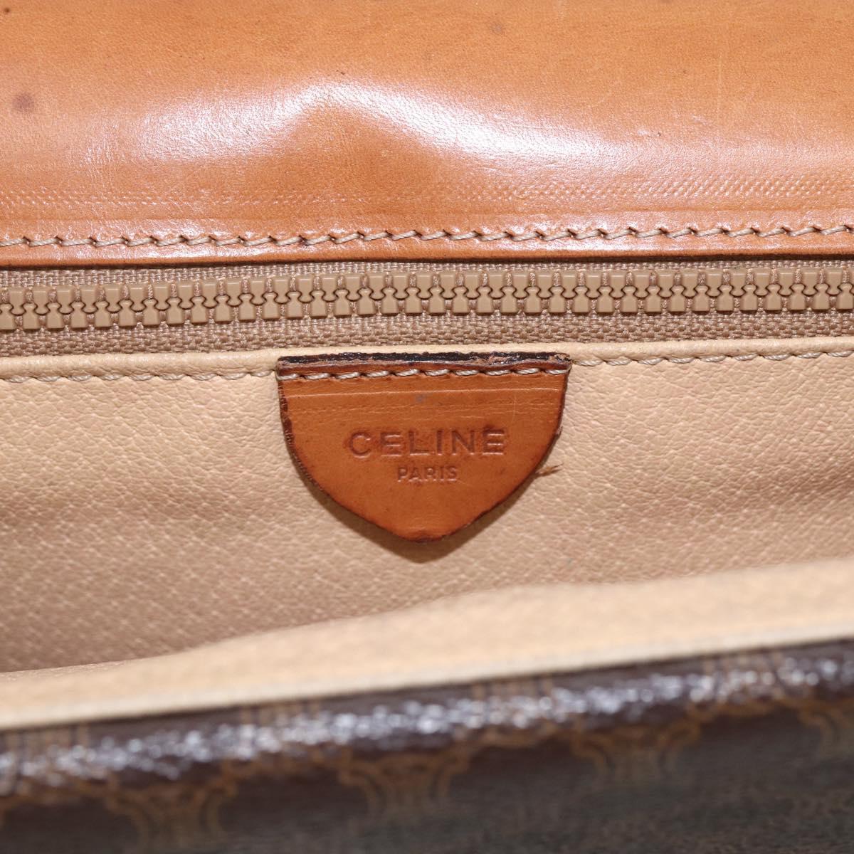 CELINE Macadam Canvas Shoulder Bag PVC Leather Brown Gold Auth 151561