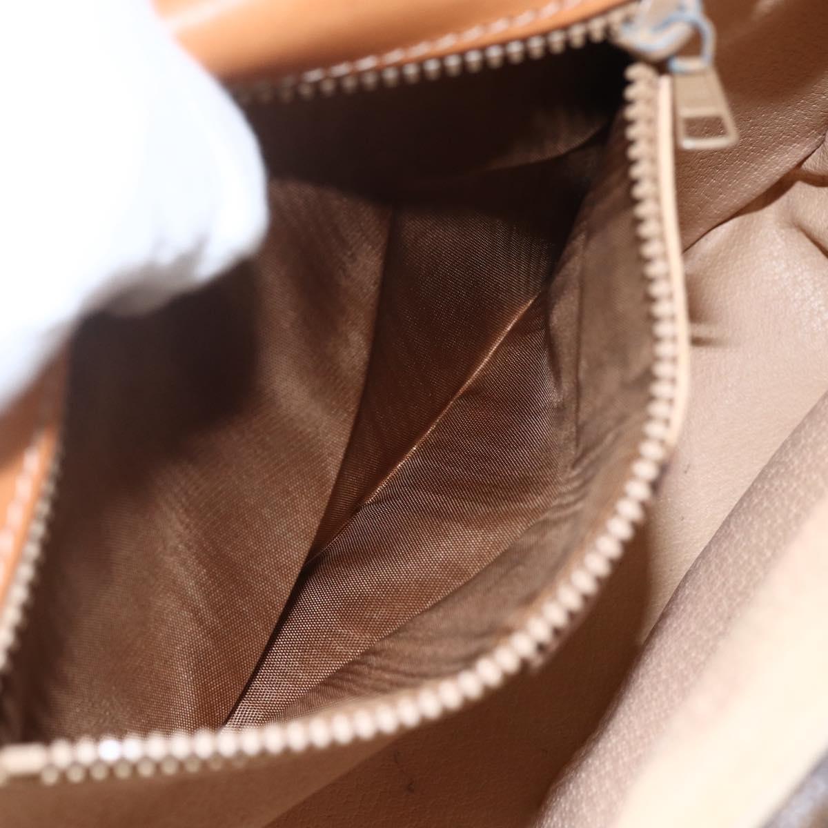 CELINE Macadam Canvas Shoulder Bag PVC Leather Brown Gold Auth 151561