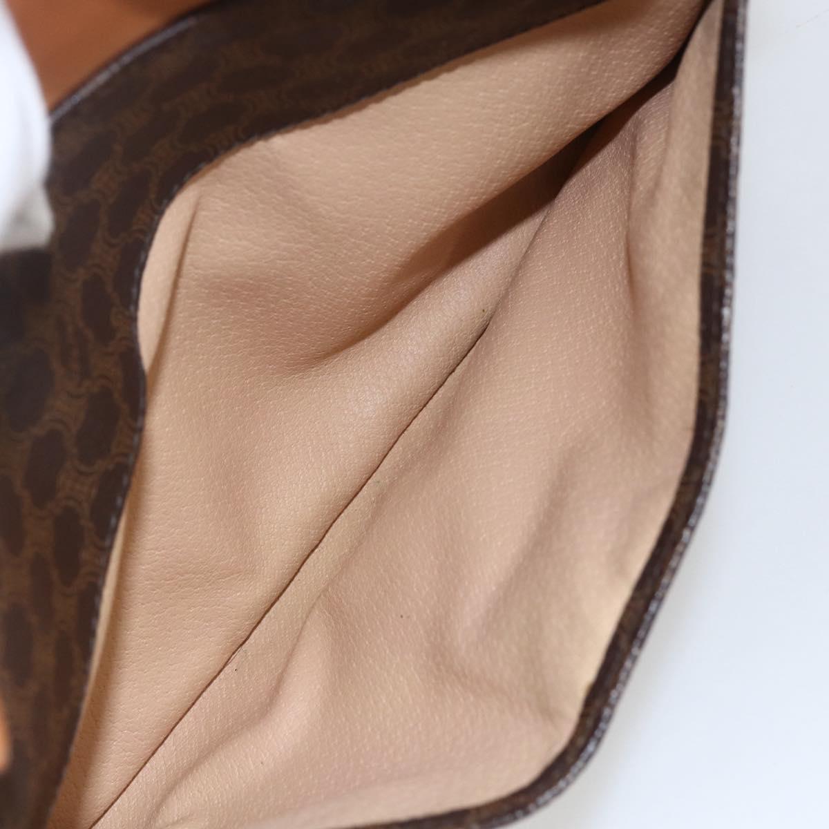 CELINE Macadam Canvas Shoulder Bag PVC Leather Brown Gold Auth 151561