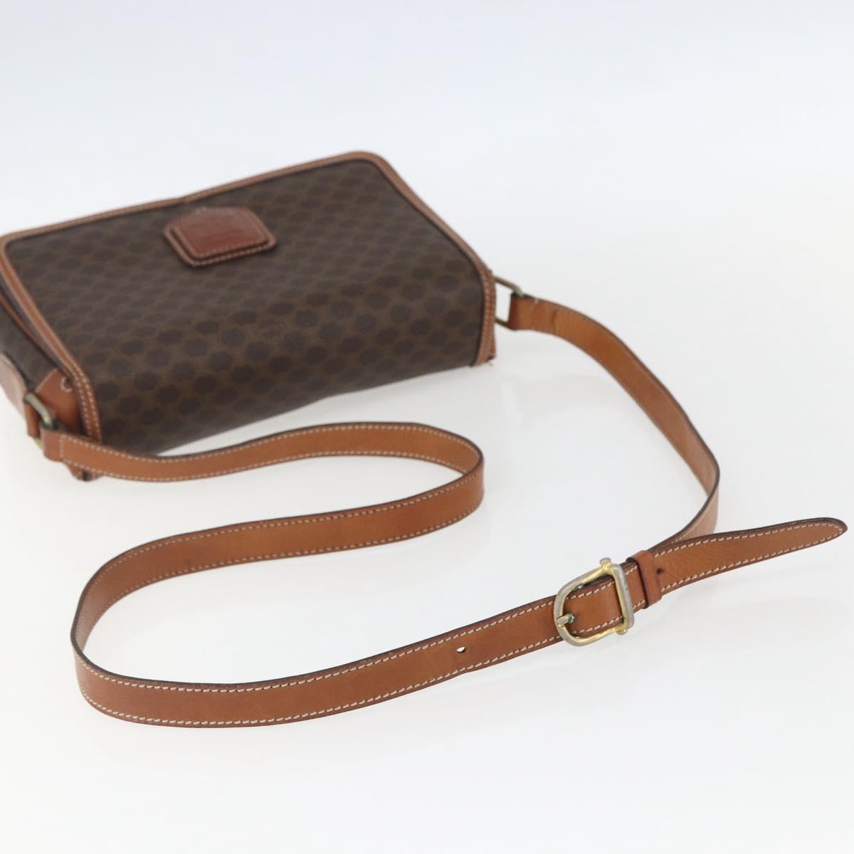 CELINE Macadam Canvas Shoulder Bag PVC Leather Brown Gold Auth 151561