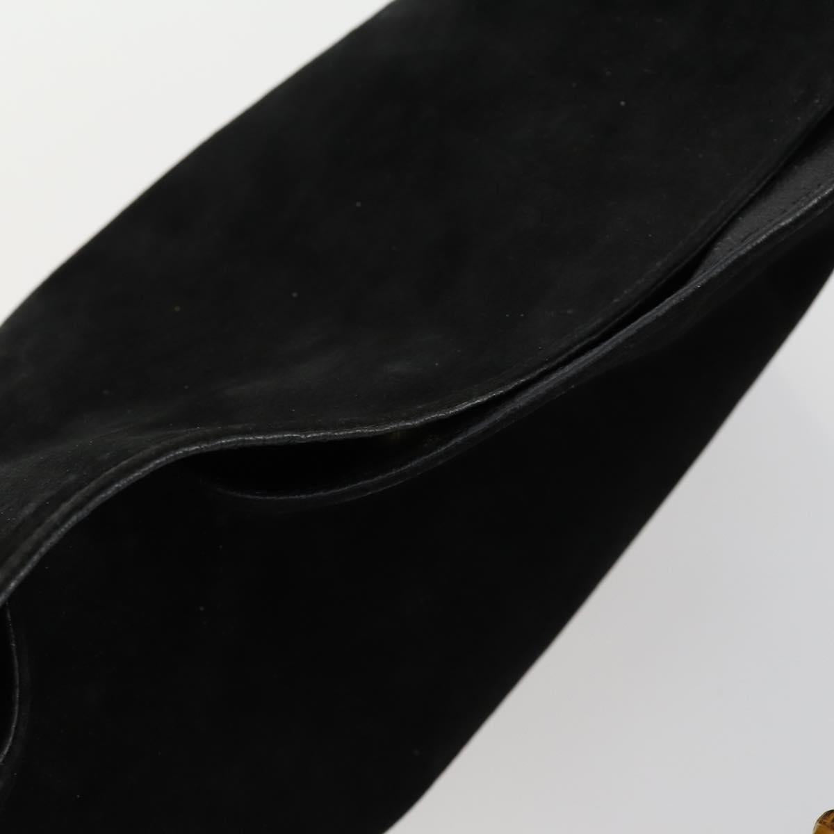 GUCCI Bamboo Shoulder Bag Suede 2way Black Gold 001 2113 1577 Auth 151562