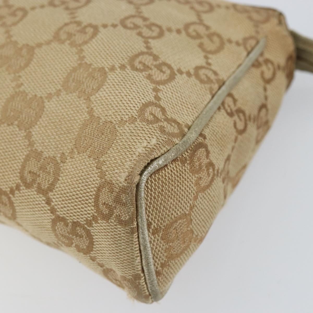 GUCCI GG Canvas Hand Bag Beige Gold 145750 Auth 151563
