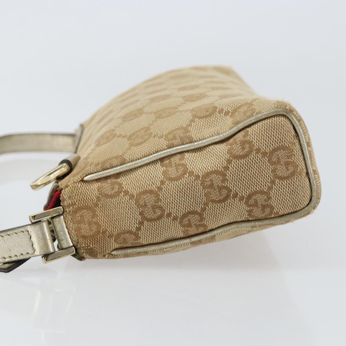 GUCCI GG Canvas Hand Bag Beige Gold 145750 Auth 151563