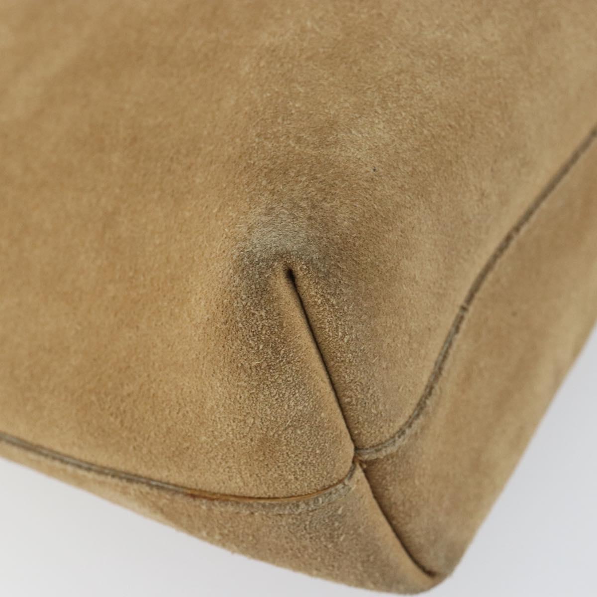 GUCCI Hand Bag Suede Beige Auth 151564