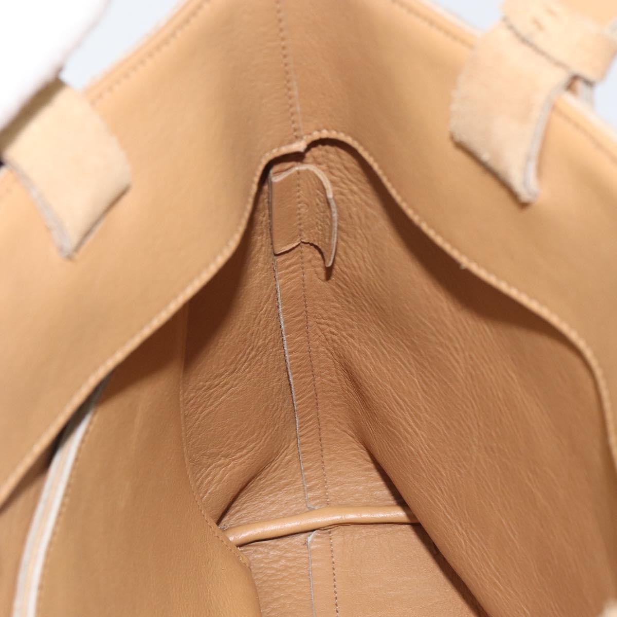 GUCCI Hand Bag Suede Beige Auth 151564