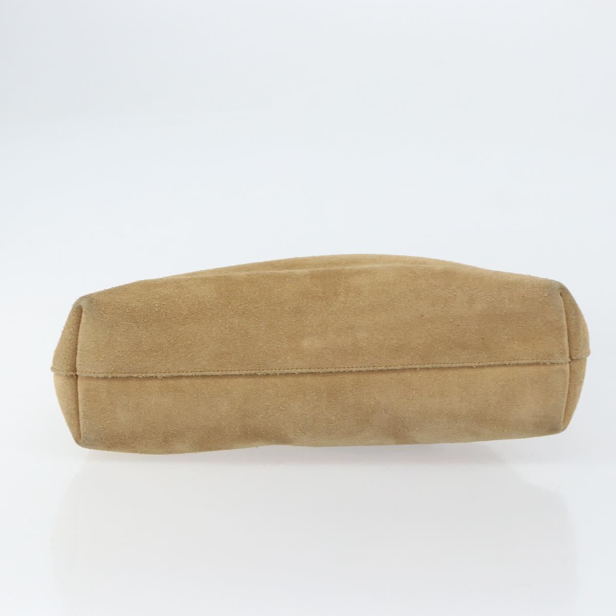 GUCCI Hand Bag Suede Beige Auth 151564