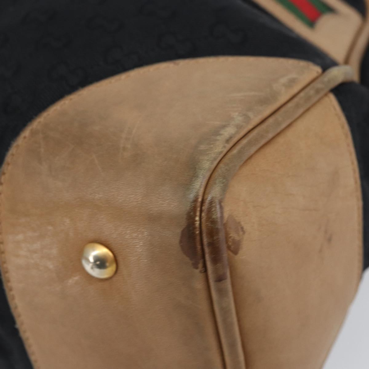 GUCCI GG Canvas Web Sherry Line Boston Bag Black Gold Auth 151566