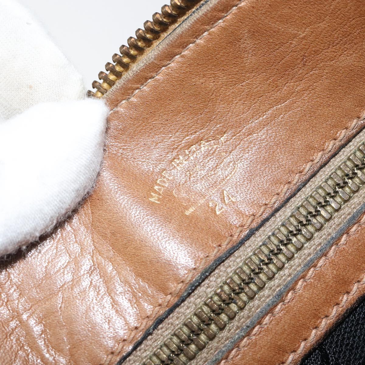 GUCCI GG Canvas Web Sherry Line Boston Bag Black Gold Auth 151566