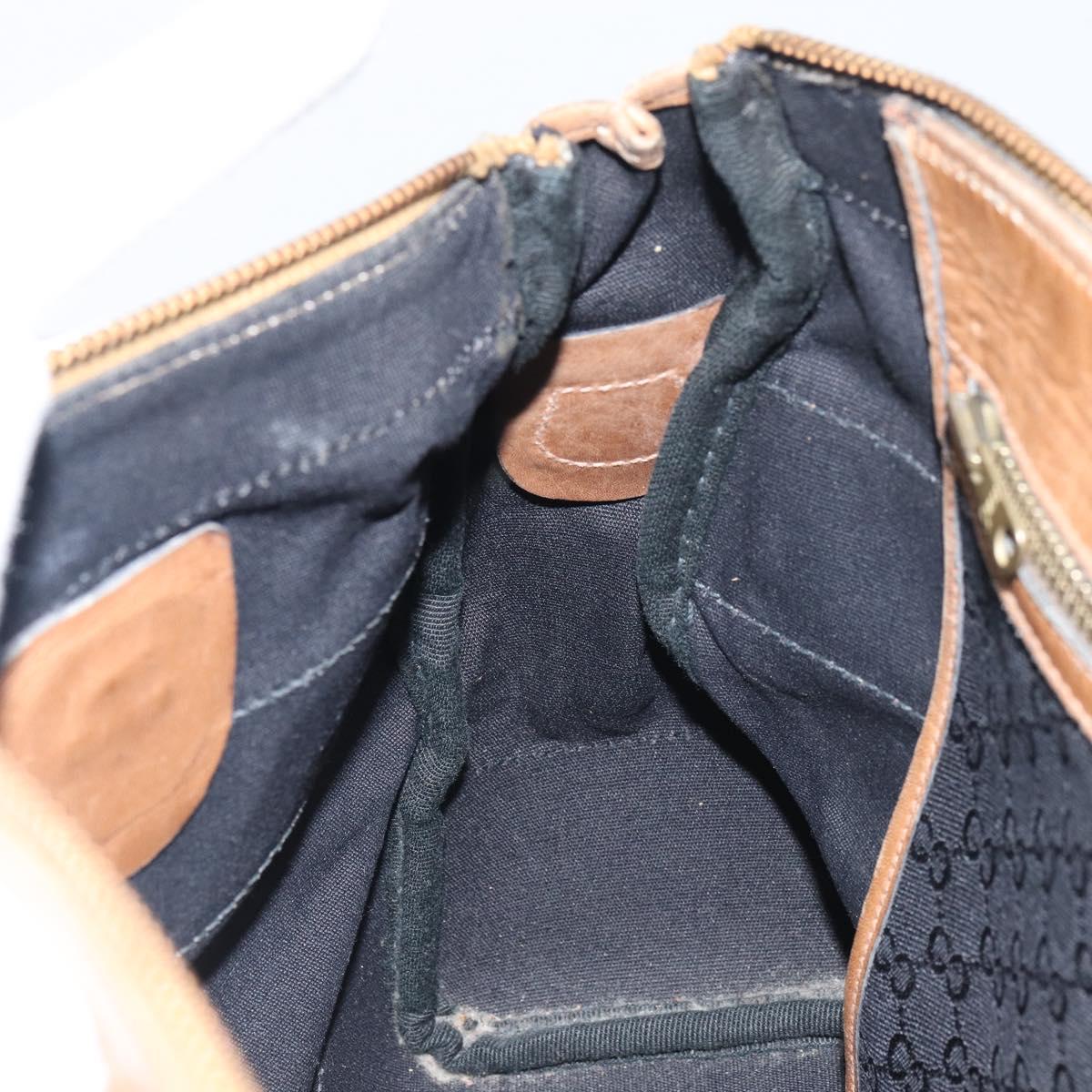 GUCCI GG Canvas Web Sherry Line Boston Bag Black Gold Auth 151566