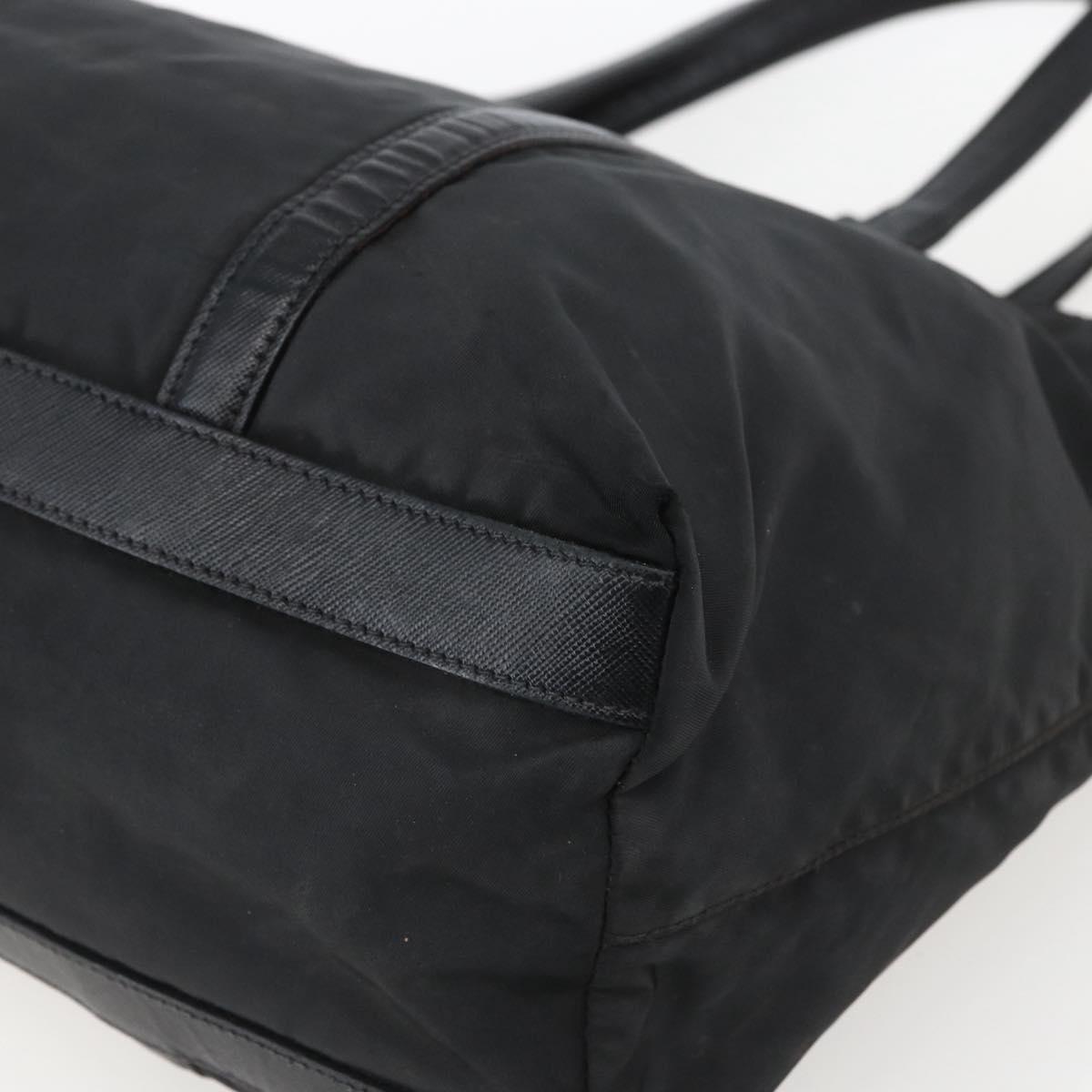 PRADA Tote Bag Nylon Black Silver Auth 151567