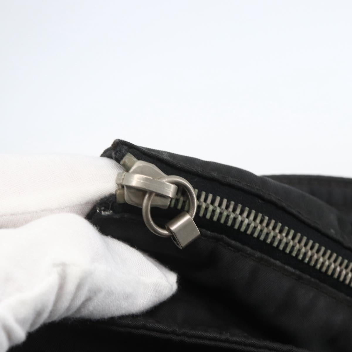 PRADA Tote Bag Nylon Black Silver Auth 151567