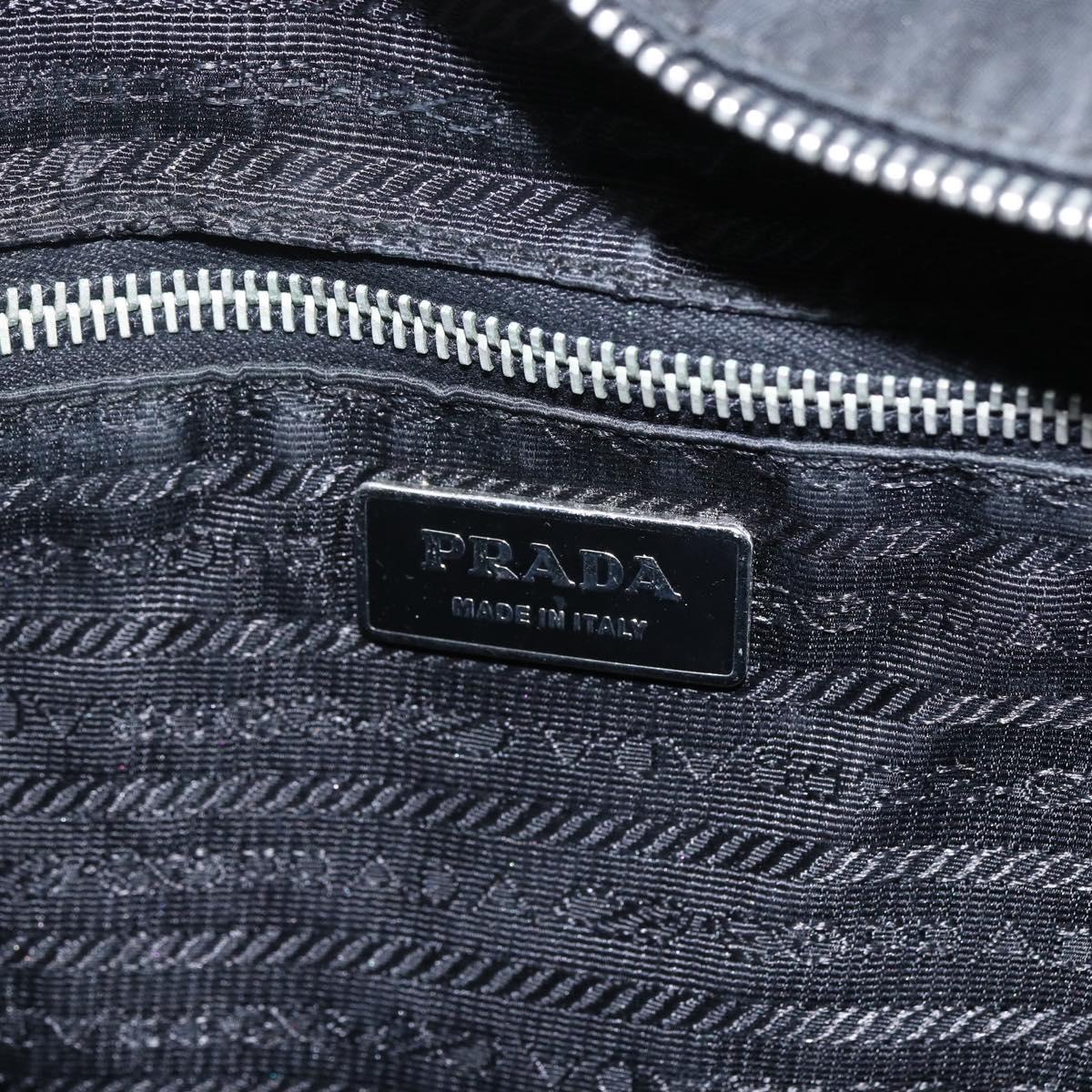 PRADA Tote Bag Nylon Black Silver Auth 151567