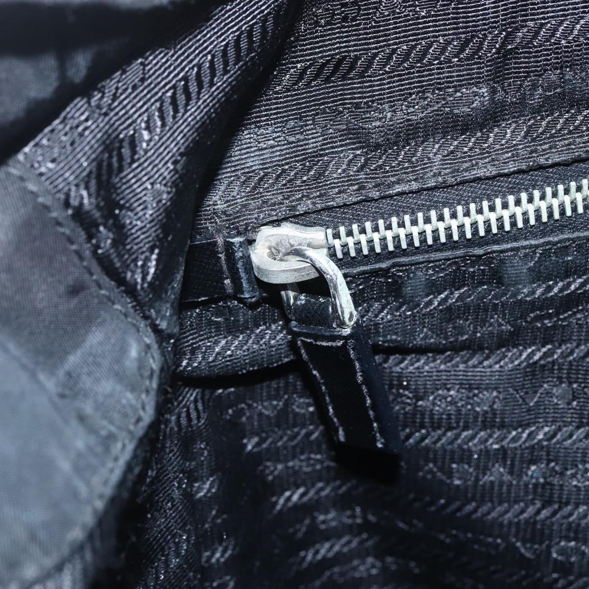 PRADA Tote Bag Nylon Black Silver Auth 151567