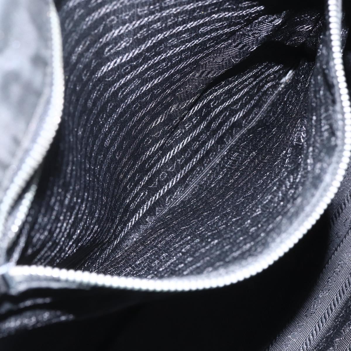 PRADA Tote Bag Nylon Black Silver Auth 151567