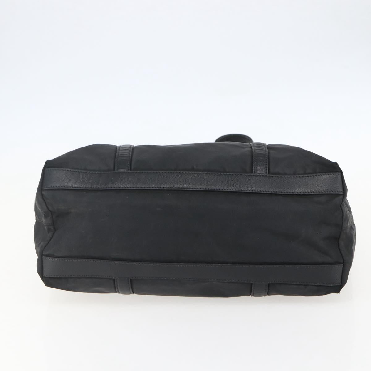 PRADA Tote Bag Nylon Black Silver Auth 151567