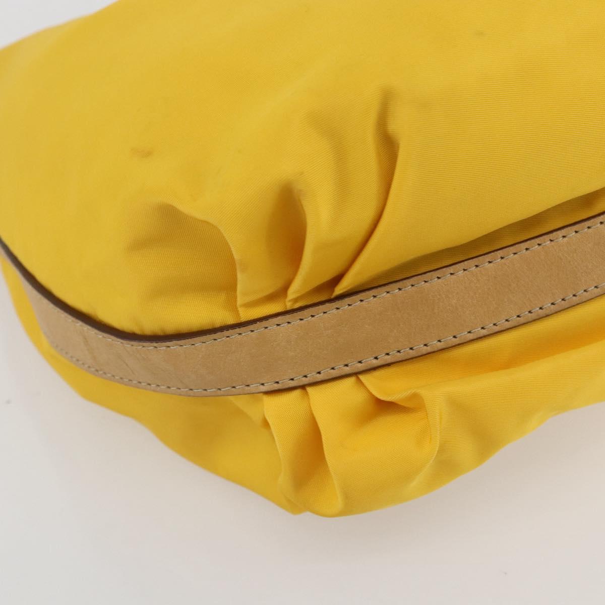 PRADA Shoulder Bag Nylon Yellow Silver Auth 151569