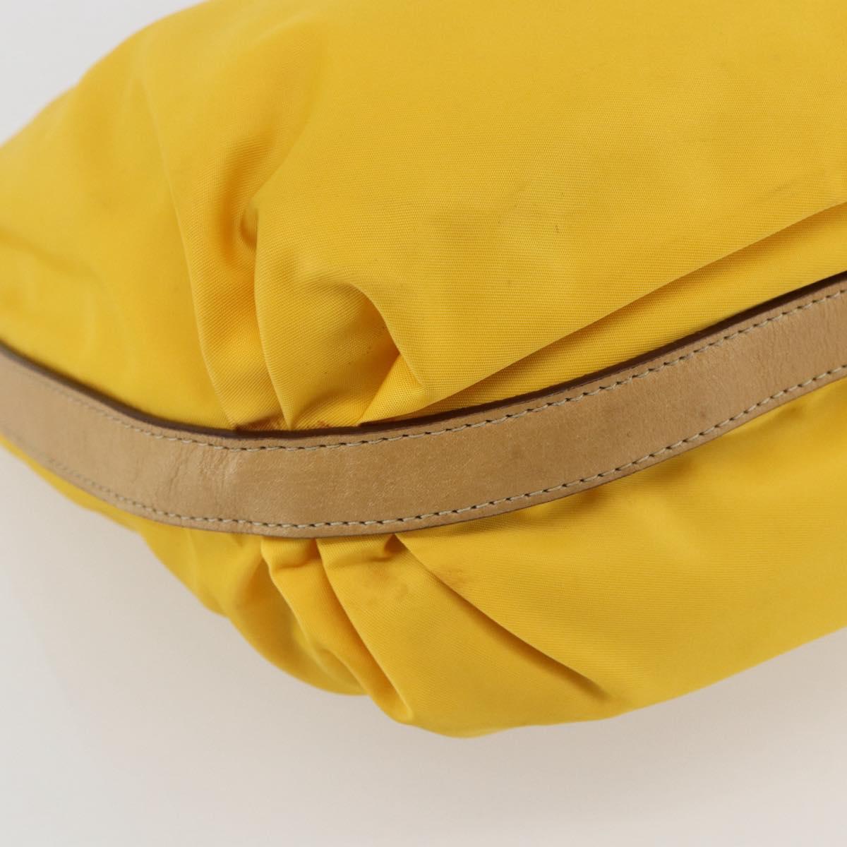 PRADA Shoulder Bag Nylon Yellow Silver Auth 151569