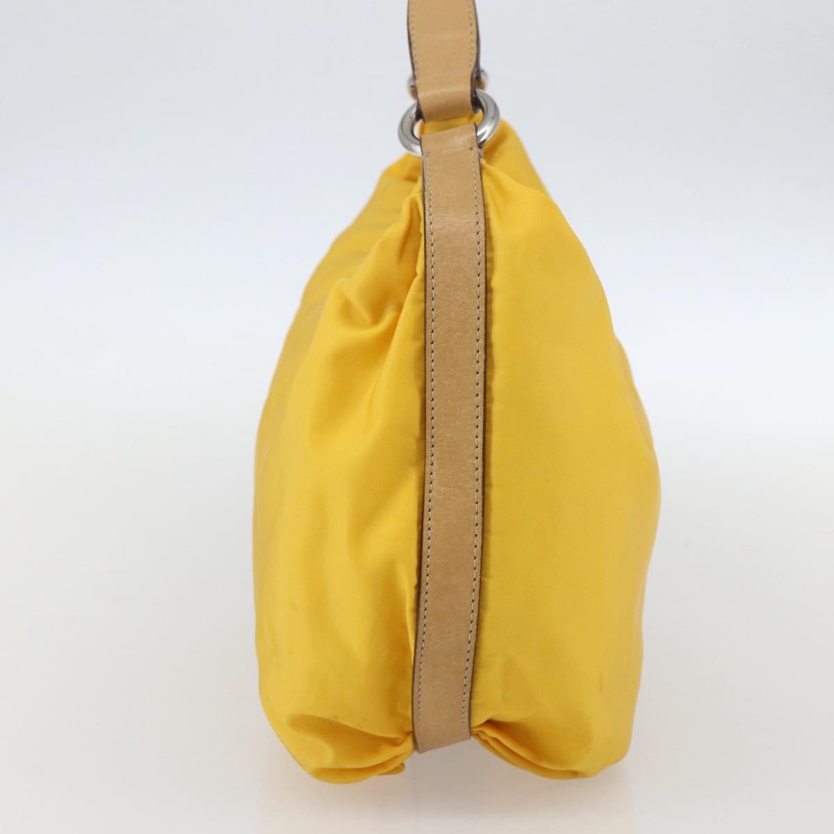 PRADA Shoulder Bag Nylon Yellow Silver Auth 151569
