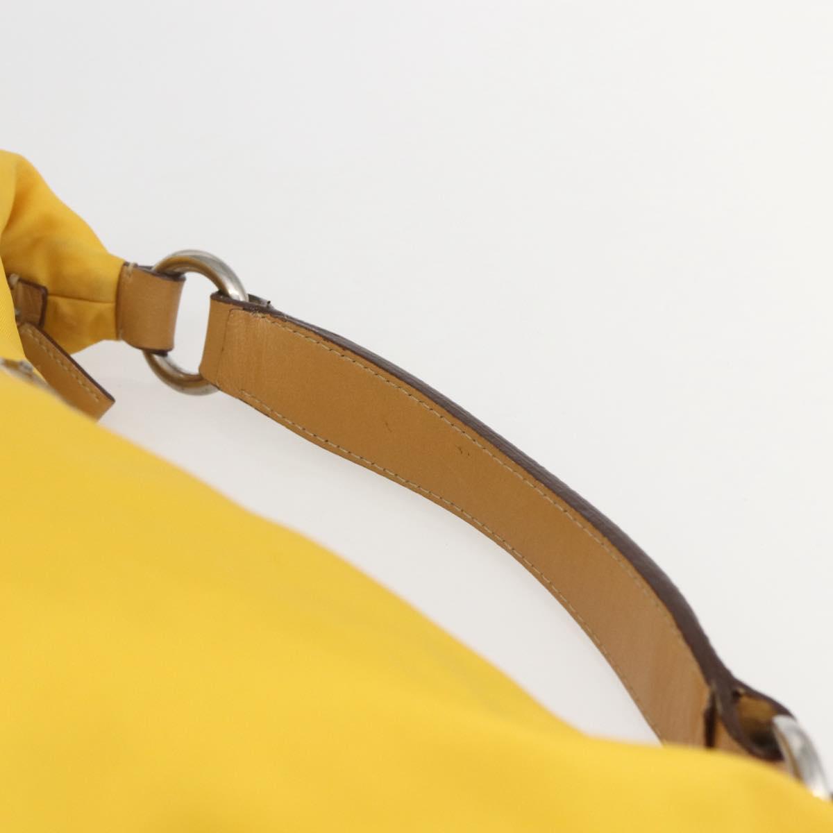 PRADA Shoulder Bag Nylon Yellow Silver Auth 151569